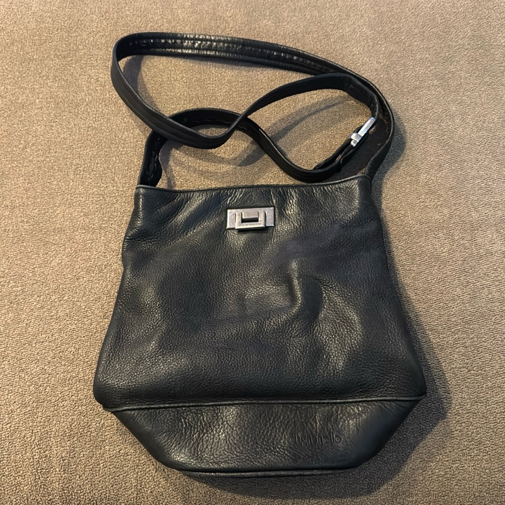 Tignanello Crossbody Purse Bag Tote Black Leather (TD)